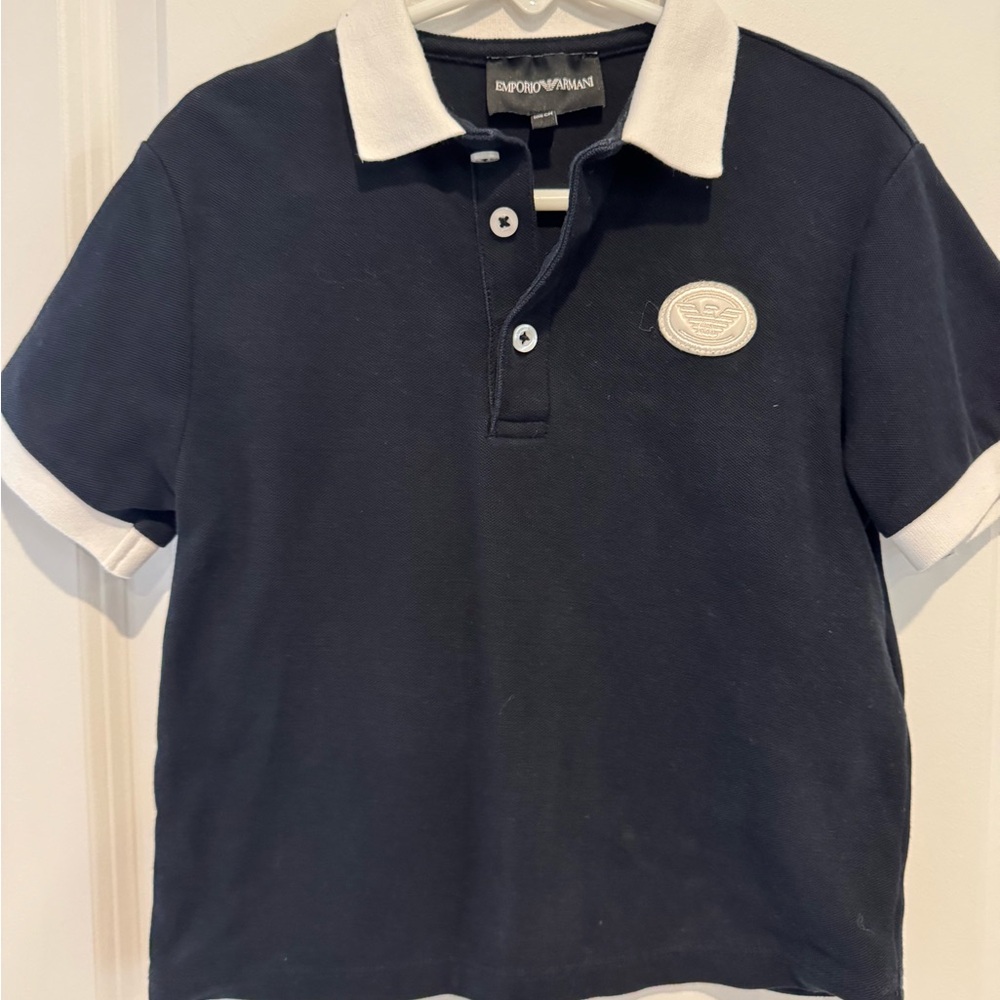 Emporio Armani Kids Navy Polo with White Trim